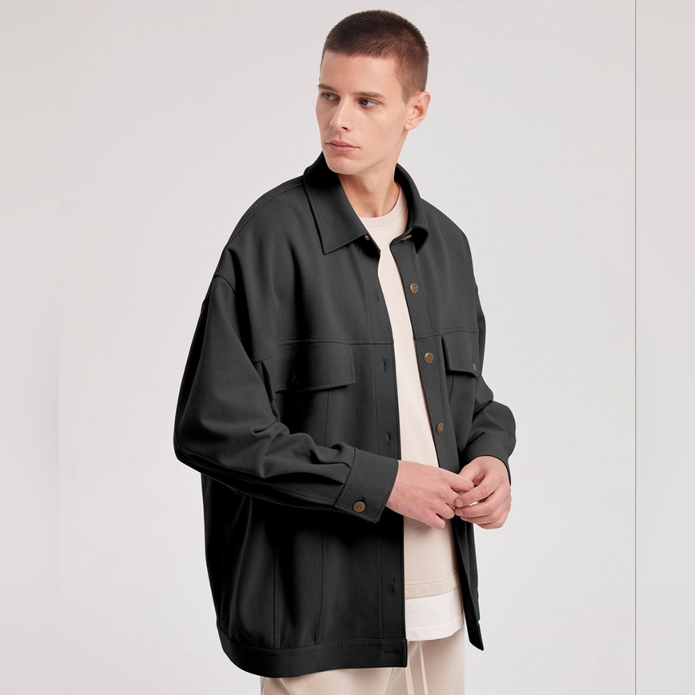 NWT Jersey Fleece Shirt Jacket (Dark Grey) - nap